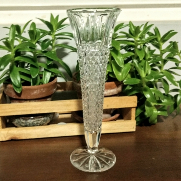 Vintage Crystal Flute Golden Crown - Picture 2 of 10